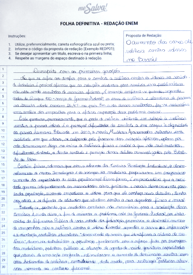 Exemplo De Folha De Redação Do Enem Novo Exemplo 8157