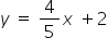 y space equals space 4 over 5 x space plus 2